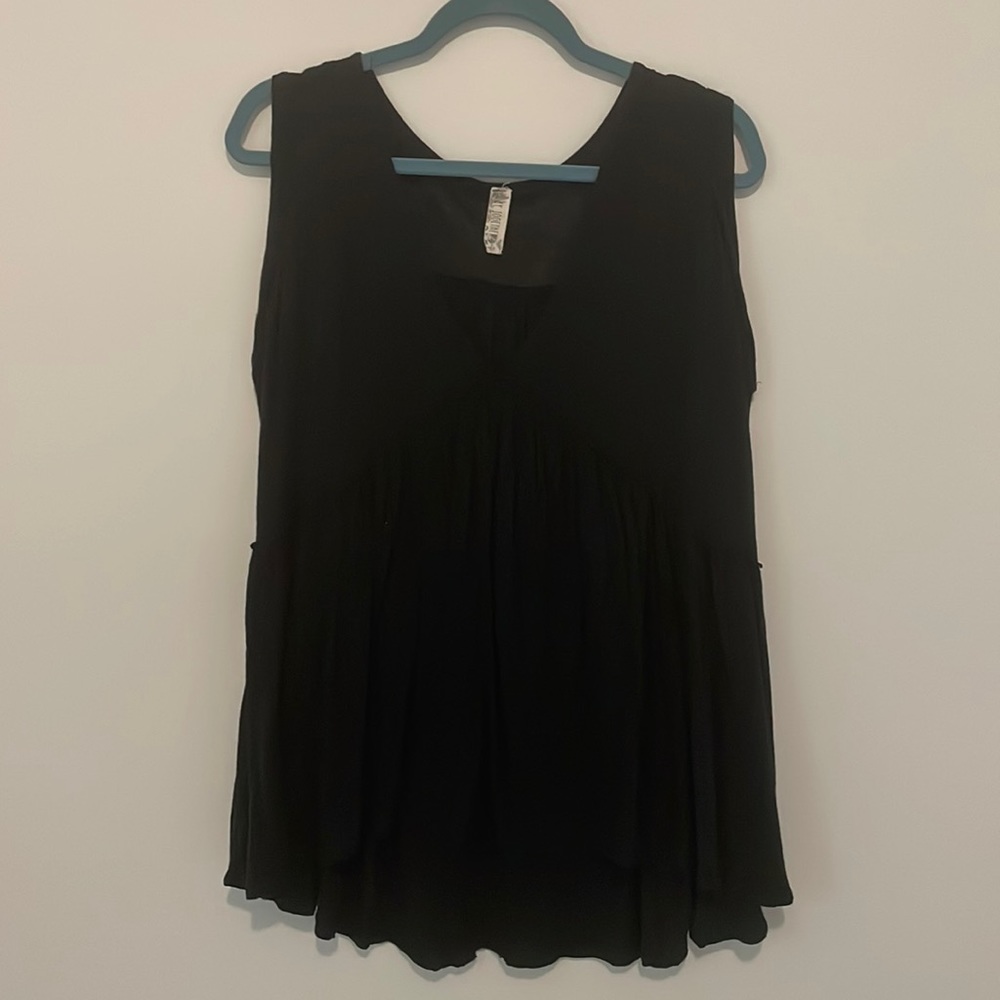 Black Flowy Free People style V-Neck Top